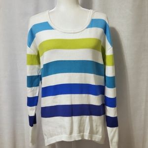 Liz Claiborne Hi-Low Striped Sweater, Size Large